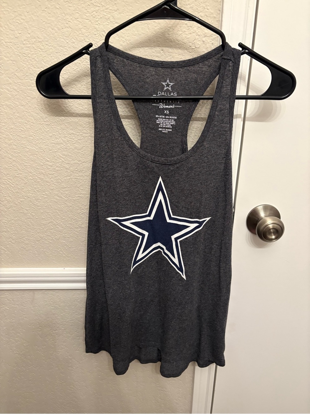 NFL Dallas Cowboys Dark Gray Racerback Tank with Navy Star